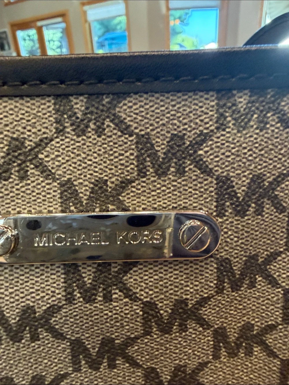 Michael Kors Black &Gray MK Logo Tote with Black Handles large